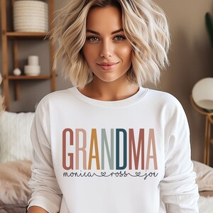 Custom Grandma Sweatshirt Hoodie, Grandkids name Sweatshirt, Mothers Day Gift for Grandma sweatshirt with kid name Grammy Nana Gigi Mimi