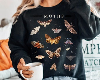 Luna Moth Sweater, Dark Academia, Witchy Shirt, Botanical Shirt, Cottagecore Shirt, Nature Shirt, Goblincore Shirt, Magic Mushroom Clothing