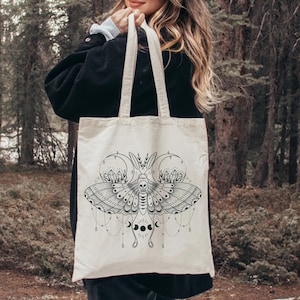 Torba Luna Moth, Torba Cottagecore, Torba Pastel Goth, Goblincore, Dark Academia, Witchy Stuff, Gotyk, Duchowość, Mistyczna torba