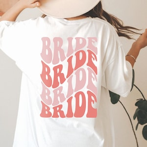 Retro Bride Shirt, Groovy Birde, Bachelorette Party, Team Bride Tribe, Bride Squad, Bridesmaid Shirt Set, Wavy Bridal Party | Back Print