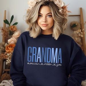 Custom Grandma Sweatshirt Hoodie, Grandkids name Sweatshirt, Mothers Day Gift for Grandma sweatshirt with kid name Grammy Nana Gigi Mimi