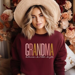 Custom Grandma Sweatshirt Hoodie, Grandkids name Sweatshirt, Mothers Day Gift for Grandma sweatshirt with kid name Grammy Nana Gigi Mimi