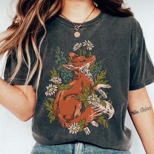 Fox Shirt, Watercolor Fox Tshirt, Fox Gift, Animal Lover Shirt, Animal Shirt, Cottagecore Shirt, Goblincore Retro Vintage | Comfort Colors