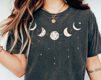 Moon Phase Shirt, Celestial, Moon Child, Cottagecore, Gothic, Spirituality, Dark Academia, Magic Mushrooms, Witchy Shirt | Comfort Colors