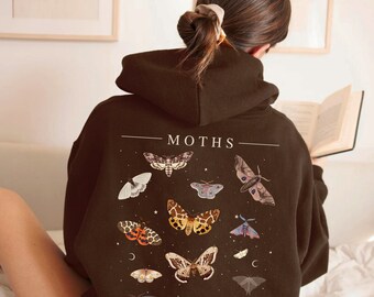 Luna Moth Hoodie, Cottagecore Shirt, Gothic, Spiritualität Shirt, Insekt Shirt, Dark Academia, Pilz, Witchy Shirt, Pastel Goth, Okkult