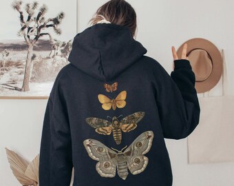 Luna Moth Hoodie, Cottagecore Shirt, Gothic, Spiritualität Shirt, Insekt Shirt, Dark Academia, Pilz, Witchy Shirt, Pastel Goth, Okkult