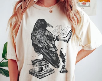 RabenLese Shirt, Krähe Shirt, Witchy Shirt, Pastel Goth, Celestial, Cottagecore, Witchy Kleidung, Dark Academia, Okkult | Komfortfarben