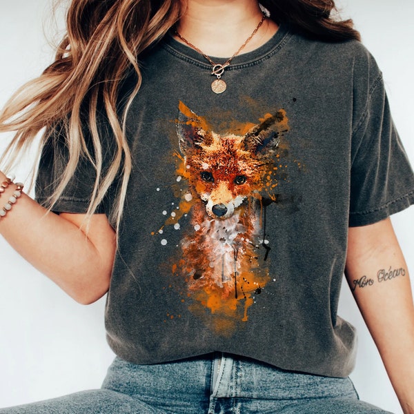 Fox Shirt, Watercolor Fox Tshirt, Fox Gift, Animal Lover Shirt, Animal Shirt, Cottagecore Shirt, Goblincore Retro Vintage | Comfort Colors