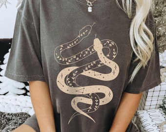 Mystic Snakes Shirt, Snake Shirt Cottagecore, Gothic, Witchy Clothing, Crescent Moon Witchy Shirt, Dark Academia Dark Magic | Comfort Colors