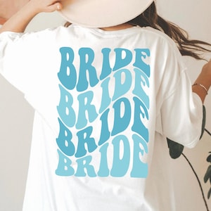 Retro Bride Shirt, Groovy Birde, Bachelorette Party, Team Bride Tribe, Bride Squad, Bridesmaid Shirt Set, Wavy Bridal Party | Back Print