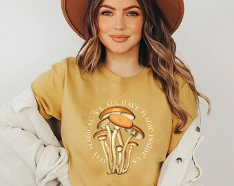 Mystic Mushroom Shirt, Cottagecore, Gothic, Spiritualiteit Shirt Crescent Moon Shirt Dark Academia Mushroom Shirt Magic Mushrooms Witchy Shirt
