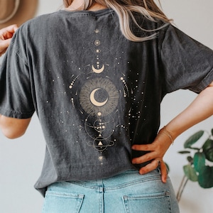 Luna Phase Shirt, Cottagecore, Gothic, Witchy Clothing, Crescent Moon Shirt, Dark Academia, Mushroom Dark Magic Witchy Shirt | Back Print
