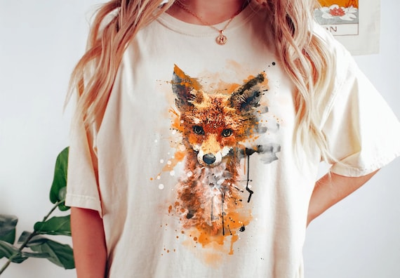 Fox Shirt, Watercolor Fox Tshirt, Fox Gift, Animal Lover Shirt, Animal Shirt, Cottagecore Shirt, Goblincore Retro Vintage | Comfort Colors