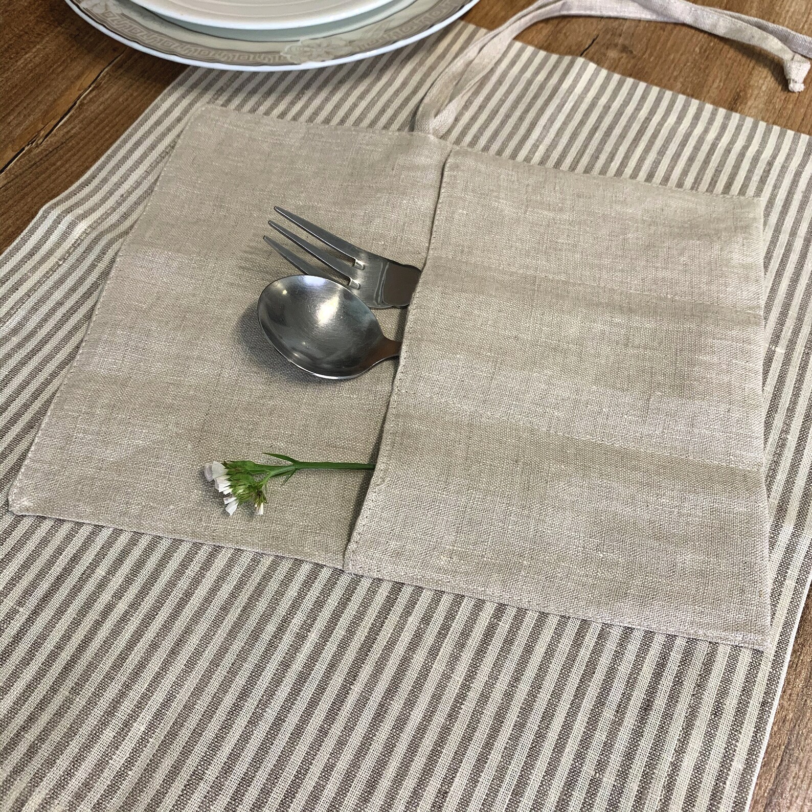 Linen cutlery pouch Linen cutlery roll Cutlery roll Etsy