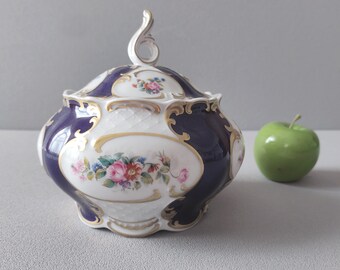 Lindner porcelain vintage box bonboniere Sanssousi with lid, cobalt Bavaria Germany