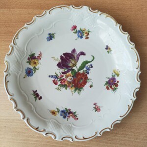 Reichenbach beautiful old splendid bowl porcelain bowl fruit bowl with gold rim and flower decoration
