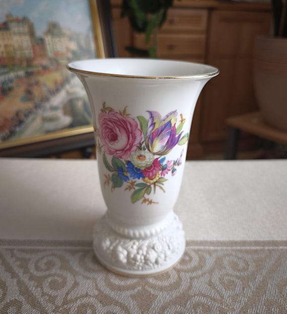 Rosenthal Vase „Maria“ – Vintage Porzellanvase mit floralem Dekor & Goldrand