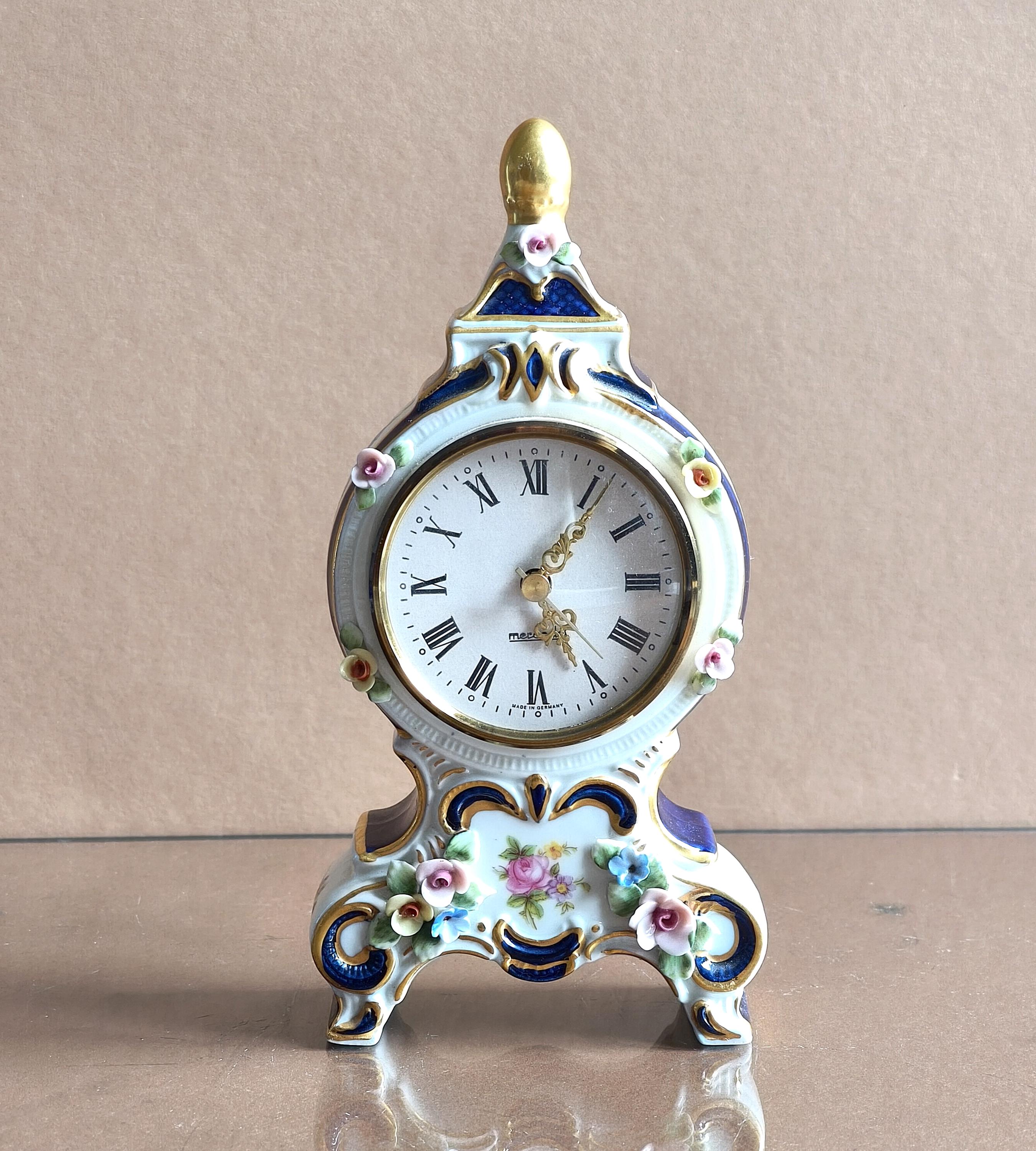 Sandizell Dresden ヴィンテージマントル時計　フローラル Dresden Design Sandizell Porcelain Clock Table Clock