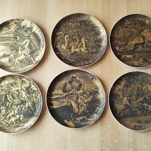 6 Wandteller Fürstenberg Porzellan Jagd Vintage 50er, 60er Jahre