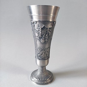 Rarity, Zinn Kunst und Gewerbering Sachsen tin cup, tin mug cup, 92% tin, various motifs, handmade