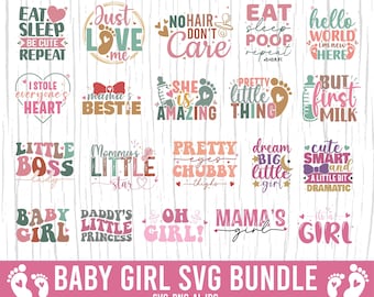 Baby Girl SVG Bundle: Retro Quotes for Cricut (PNG)