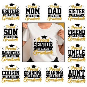 Proud Senior Graduate 2025 Svg Bundle, Senior Family SVG, Proud Senior SVG, Senior Mom 2025 Png, Proud Son Graduation, Class of 2025 Svg