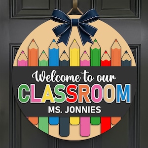 Classroom Welcome Sign Svg, Round Door Hanger Svg, School Welcome Png, Teacher Sign Svg, Glowforge Laser Cut File Cricut, Digital Download