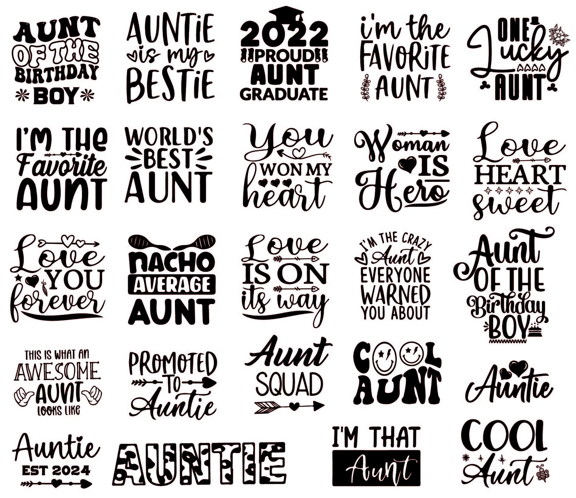 Aunt Quotes SVG Bundle: Heartwarming Aunt Sayings (digital Download) - Etsy, image size:1896x1638