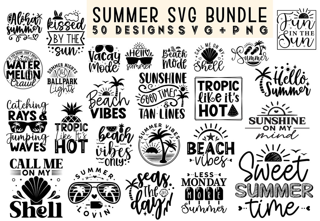 Summer SVG Bundle: Beach Vibes Cut Files (PNG, Cricut) - Etsy
