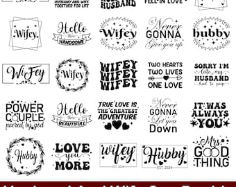 Couples SVG Bundle: Hubby Wifey, Anniversary Designs (Digital Download)