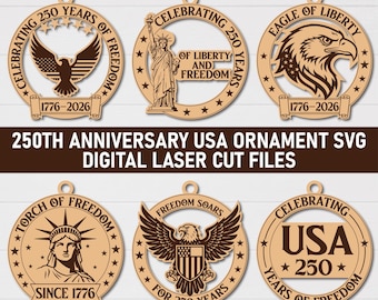 USA 250-jähriges Jubiläum Ornament SVG Bundle, Vaterländische Freiheit Dekor, Laser Cut Dateien, digitaler Download