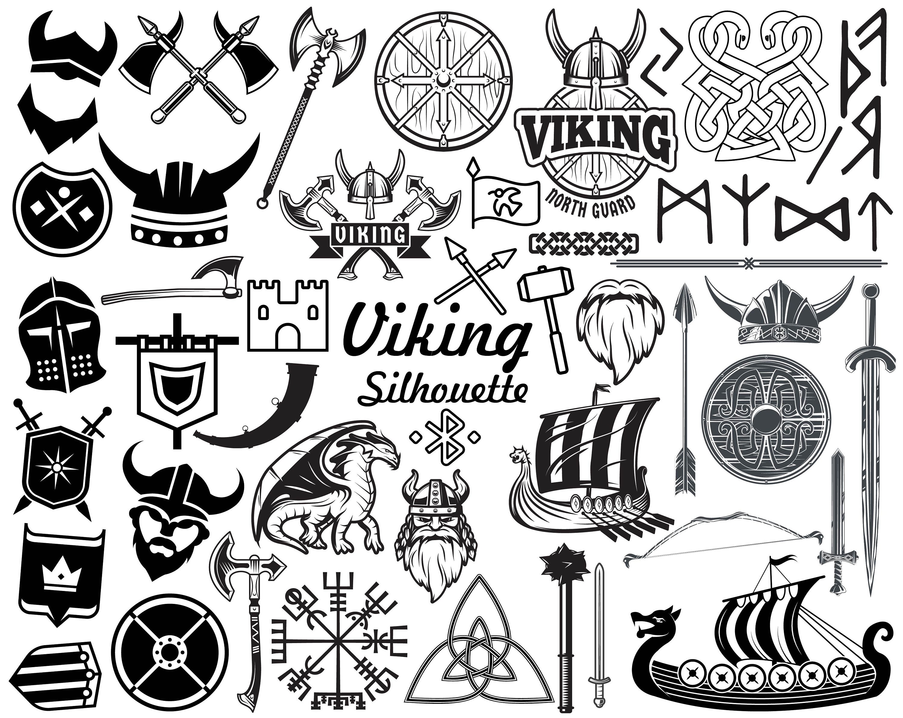 Vikings Ornamental Tag Clipart, Vintage Tags Clipart, Journaling