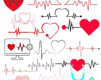 Heartbeat SVG Bundle: Cardiogram Clipart, Healthcare Cut File (Digital Download)