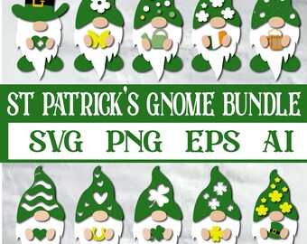 St Patricks Day Gnomes SVG: Irish Lucky Gnomies, Cricut Cut File