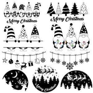 Cena de Natal de Inverno Svg, Cena de Natal Svg, Feliz Natal Svg, Trenó do Papai Noel Svg, Gnomos de Natal Svg Arquivo para Cricut