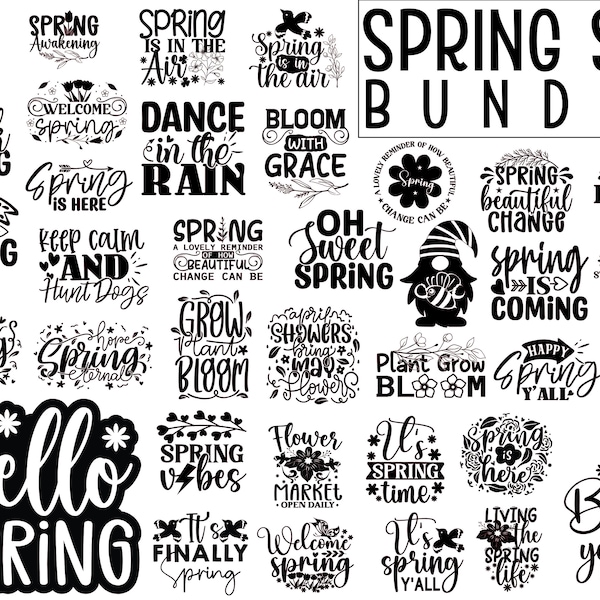 Spring SVG Bundle, Spring quote bundle, Spring Shirt Svg for Cricut, Spring Flower Svg, Hello Spring Bundle Svg Cut file, Welcome Spring PNG