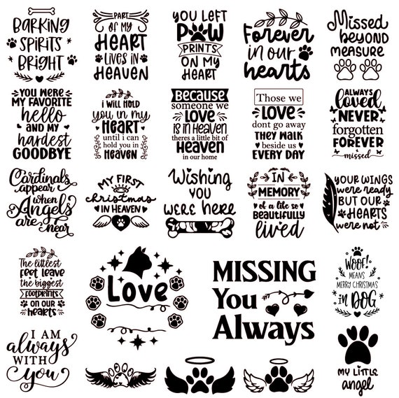 Pet Memorial SVG Bundle: Heartfelt Quotes, Paw Prints (digital