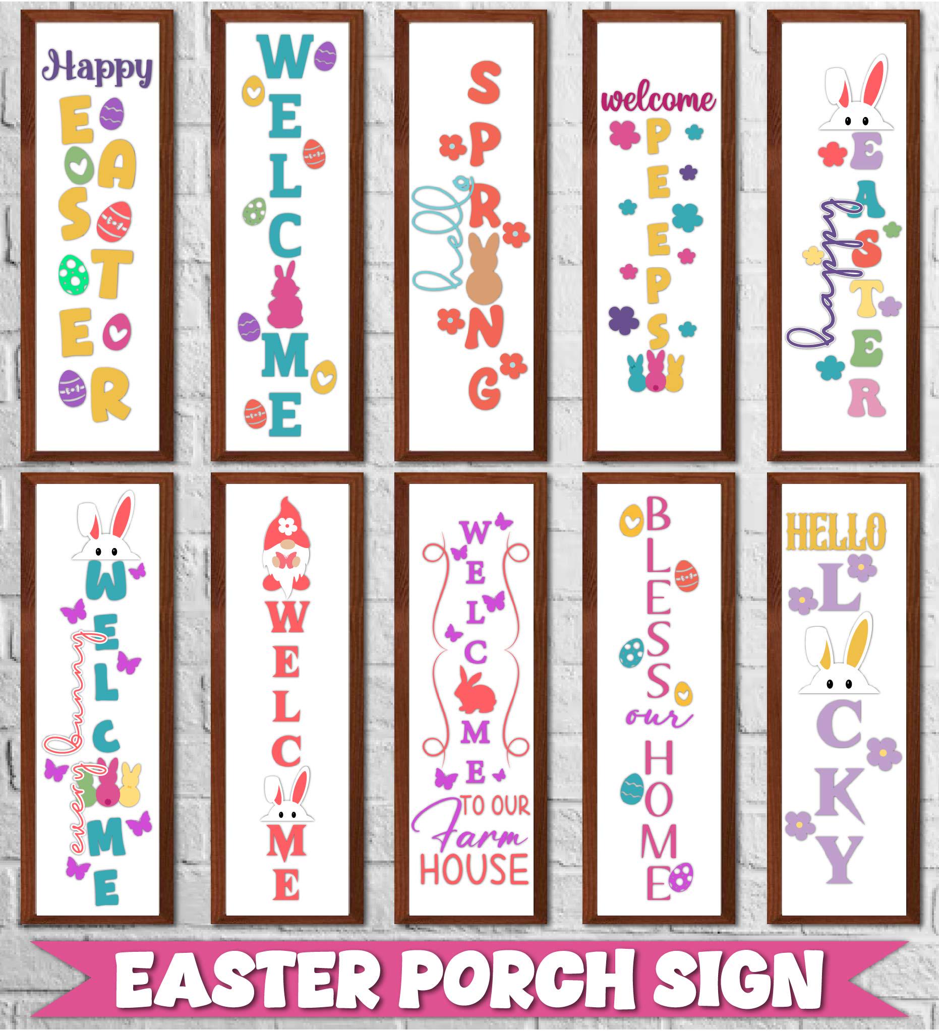 Easter Porch Sign SVG Bundle, Spring Welcome Designs (digital Files) - Etsy