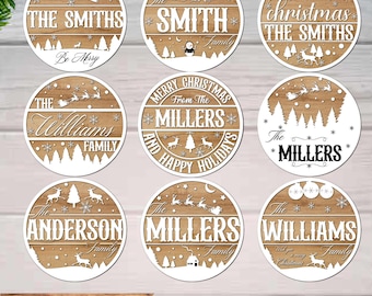 SVG-bundel rond kerstbord: ontwerpen voor deurhangers en ornamenten