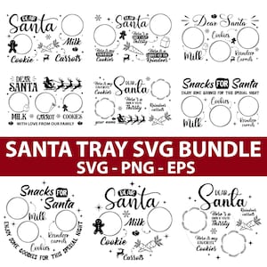 Santa Tray Svg Bundle, Guloseimas para Santa Svg, Prato de Natal Svg, Bandeja para Santa Svg, Prato de Santa Svg, Bandeja de Biscoitos de Santa, Bandeja de Natal Svg