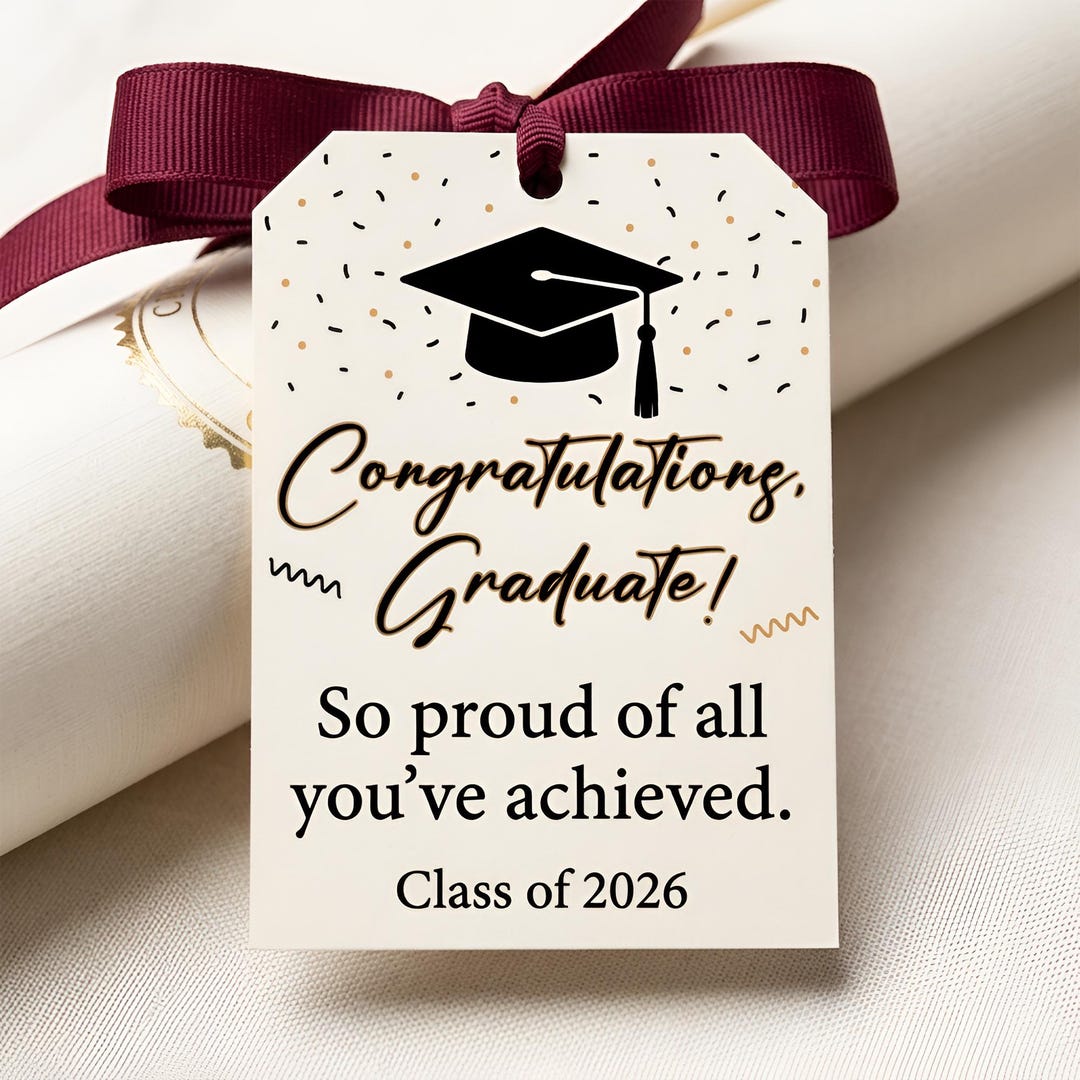 Graduation Gift Tag Printable, Class of 2026, Congrats Graduate Party ...