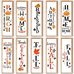 Fall Porch Sign SVG Bundle: Thanksgiving, Halloween, Autumn Designs (Digital Download