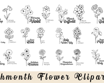 Paquete SVG de flores de nacimiento: Clipart floral botánico (PNG, SVG)