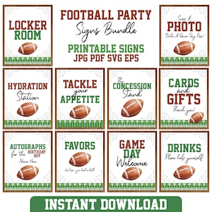 Football Party Signs Bundle Printable, Game Day Decor, Birthday & Baby Shower, Instant Download