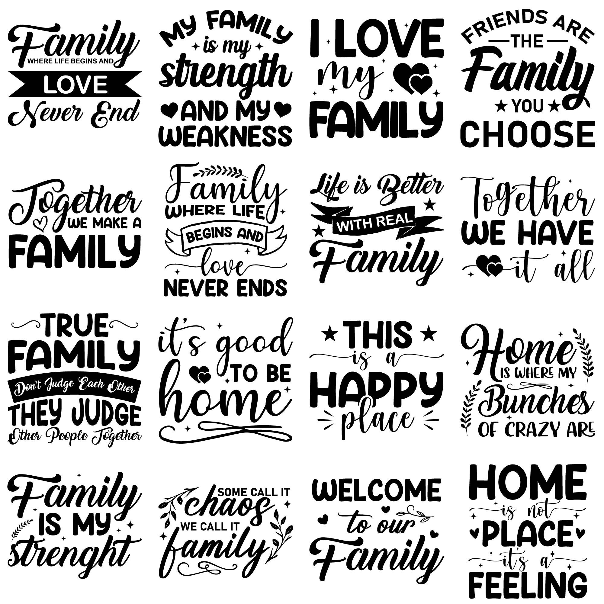 Family Quotes SVG Bundle: Home Decor Sign Cut Files (SVG, PNG) - Etsy