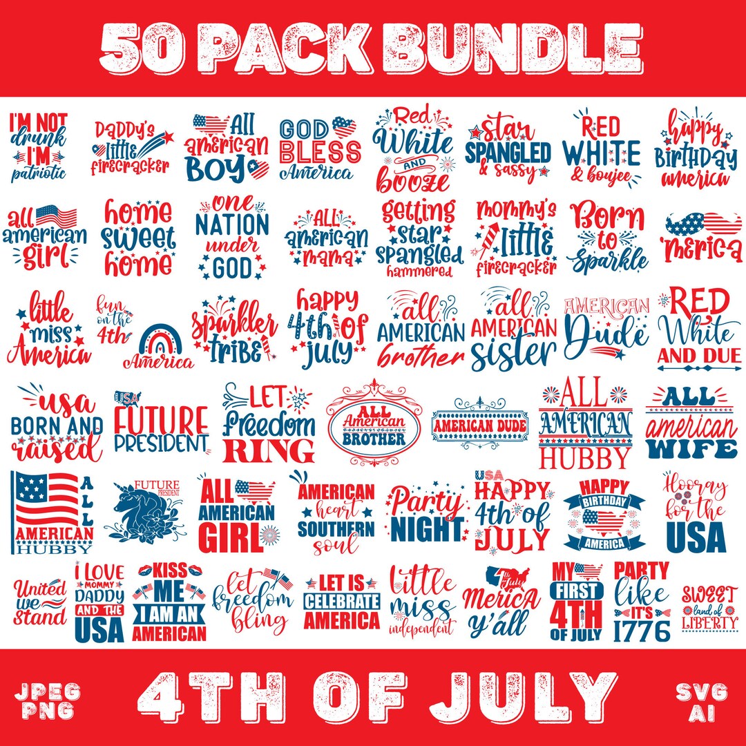 4th of July SVG Bundle, Patriotic USA Flag Designs, Independence Day ...