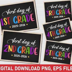 Letrero de escuela primaria imprimible, paquete de camisetas SVG de nivel de grado, regreso a clases K-12 todos los grados, letrero de regreso a clases, 1.º, 2.º, 3.º, 4.º y 5.º grado