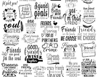 Friends Quotes SVG Bundle, Friendship Clipart (Commercial Use, Digital Download