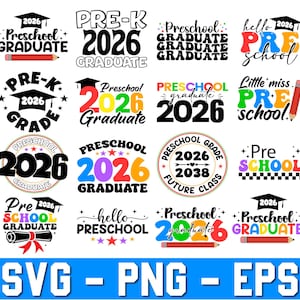 Preschool Graduate 2026 SVG PNG, Graduation Shirt Design (Digital Download)
