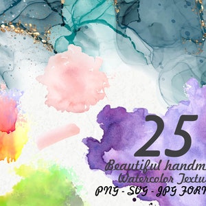 Watercolor Splashes Clipart: Paint Stroke PNG, Abstract Background (SVG Files, Digital Download, Commercial Use)